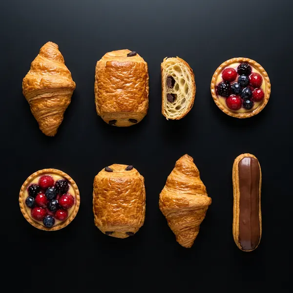 Selection of patisserie and viennoiserie
